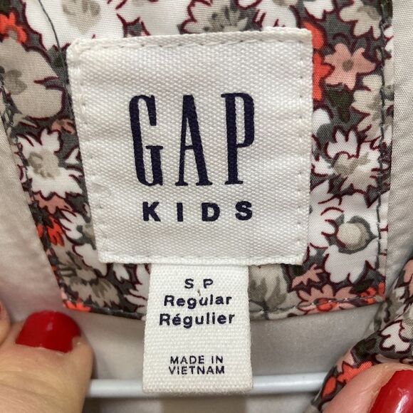 By GAP Kids White Brown Floral Hooded Puffer Vest Small - Picture 4 of 9